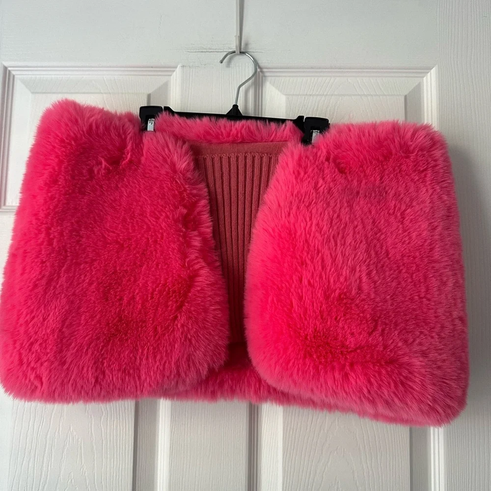 Anthropologie Pink Faux Fur Wrap Scarf